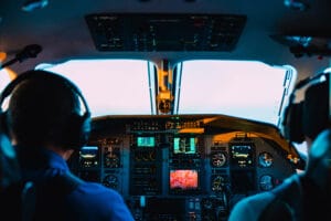 instrument panel inside small plane 